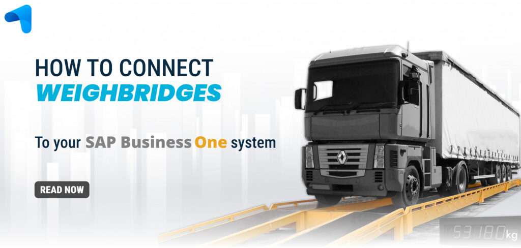 Illustration demonstrating the process of connecting weighbridges to your SAP Business One System.